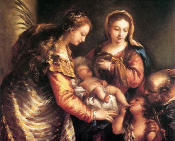 Giovanni Antonio Guardi : Holy Family with St John the Baptist and St Catherine